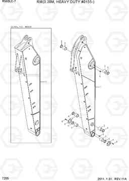 7205 ARM(3.38M, HEAVY DUTY, #0155-) R500LC-7, Hyundai