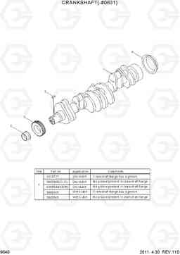 9040 CRANKSHAFT(-#0631) R500LC-7, Hyundai