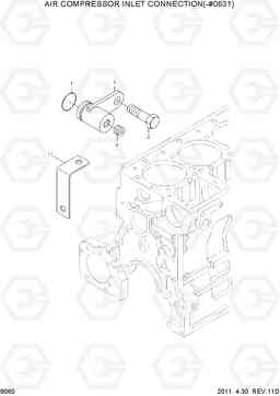 9060 AIR COMPRESSOR INLET CONNECTION(-#0631) R500LC-7, Hyundai