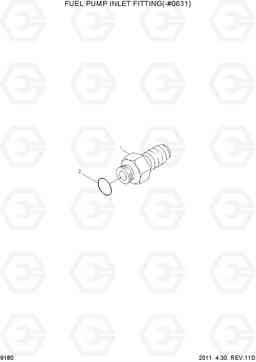 9180 FUEL PUMP INLET FITTING(-#0631) R500LC-7, Hyundai