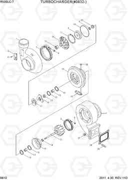 9910 TURBOCHARGER(#0632-) R500LC-7, Hyundai