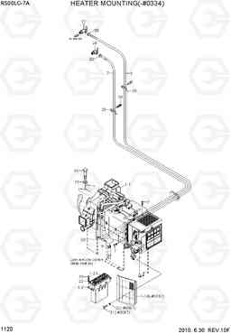 1120 HEATER MOUNTING(-#1197) R500LC-7A, Hyundai