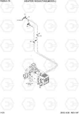 1121 HEATER MOUNTING(#1198-) R500LC-7A, Hyundai