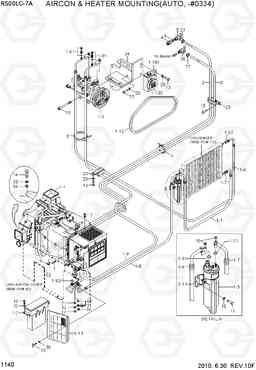 1140 AIRCON & HEATER MOUNTING(AUTO, -#1197) R500LC-7A, Hyundai