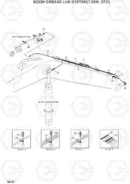 3410 BOOM GREASE LUB SYS(7.06M, STD, -#0075) R500LC-7A, Hyundai