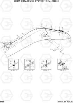 3480 BOOM GREASE LUB SYSTEM(10.0M, #0063-) R500LC-7A, Hyundai