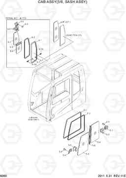 6060 CAB ASSY(5/6, SASH ASSY) R500LC-7A, Hyundai