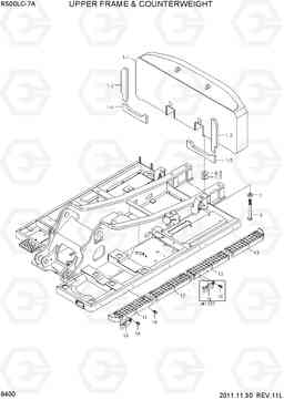 6400 UPPER FRAME & COUNTERWEIGHT R500LC-7A, Hyundai