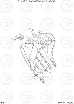 7510 BUCKET(1.80M3 SAE HEAPED, ROCK) R500LC-7A, Hyundai
