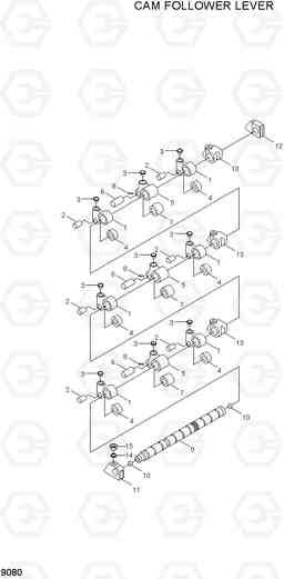 9080 CAM FOLLOWER LEVER R500LC-7A, Hyundai