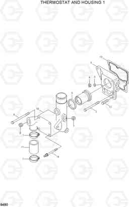 9480 THERMOSTAT AND HOUSING 1 R500LC-7A, Hyundai