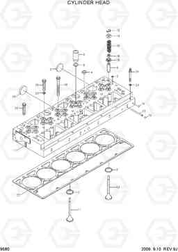 9580 CYLINDER HEAD R500LC-7A, Hyundai