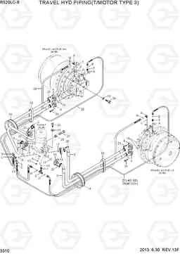 3310 TRAVEL HYD PIPING (T/MOTOR TYPE 3) R520LC-9, Hyundai