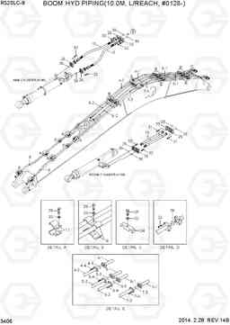 3406 BOOM HYD PIPING(10.0M, L/REACH, #0128-) R520LC-9, Hyundai