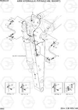 3502 ARM HYDRAULIC PIPING(2.4M, SHORT) R520LC-9, Hyundai