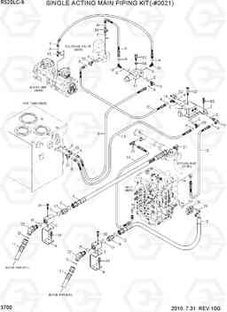 3700 SINGLE ACTING MAIN PIPING KIT(-#0021) R520LC-9, Hyundai