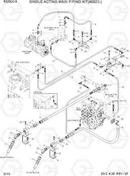 3710 SINGLE ACTING MAIN PIPING KIT(#0022-) R520LC-9, Hyundai