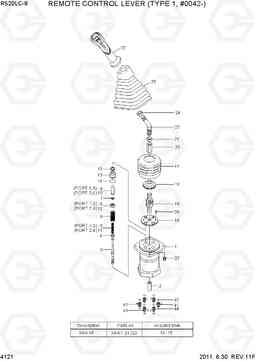 4121 REMOTE CONTROL LEVER (TYPE 1, #0042-) R520LC-9, Hyundai