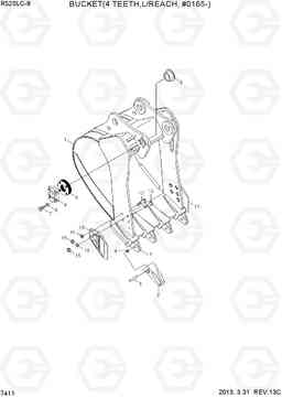 7411 BUCKET(4 TEETH, L/REACH, #0165-) R520LC-9, Hyundai