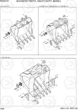 7440 BUCKET(5 TEETH, HEAVY DUTY, #0009-) R520LC-9, Hyundai