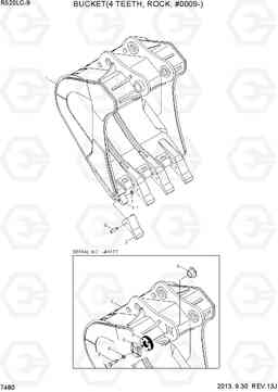 7480 BUCKET(4 TEETH, ROCK, #0009-) R520LC-9, Hyundai