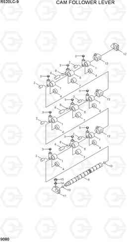 9080 CAM FOLLOWER LEVER R520LC-9, Hyundai