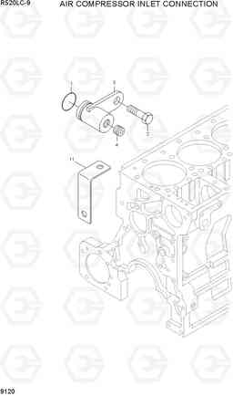 9120 AIR COMPRESSOR INLET CONNECTION R520LC-9, Hyundai