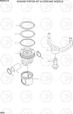 9520 ENGINE PISTON KIT & COOLING NOZZLE R520LC-9, Hyundai