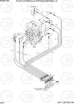 3210 PILOT HYDRAULIC PIPING(CONTROL 2) R520LC-9A, Hyundai