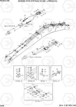 3406 BOOM HYD PIPING(10.0M, L/REACH) R520LC-9A, Hyundai