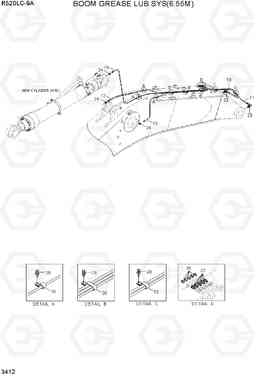 3412 BOOM GREASE LUB SYS(6.55M) R520LC-9A, Hyundai