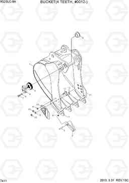 7411 BUCKET(4 TEETH, L/REACH, #0012-) R520LC-9A, Hyundai