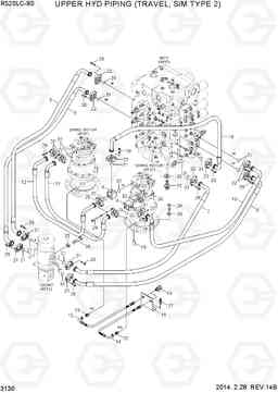 3130 UPPER HYD PIPING(TRAVEL, S/M TYPE 2) R520LC-9S, Hyundai