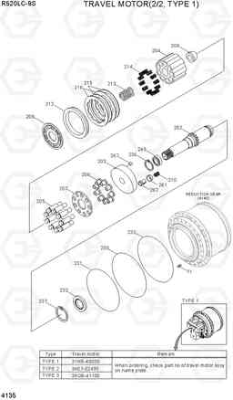 4135 TRAVEL MOTOR(2/2, TYPE 1) R520LC-9S, Hyundai