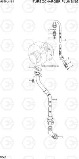 9540 TURBOCHARGER PLUMBING R520LC-9S, Hyundai