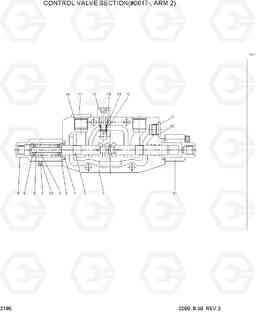 2185 CONTROL VALVE SECTION(#0617-, ARM 2) R55-3, Hyundai