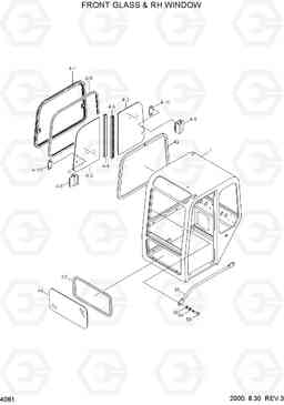 4081 FRONT GLASS & RH WINDOW R55-3, Hyundai