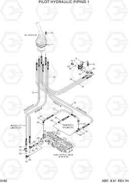 3100 PILOT HYDRAULIC PIPING 1 R55-7, Hyundai