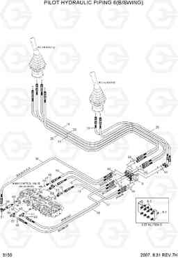 3150 PILOT HYDRAULIC PIPING 6(B/SWING) R55-7, Hyundai