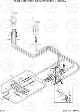 3170 PILOT HYD PIPING 8(LEVER PATTERN,#2306-) R55-7, Hyundai