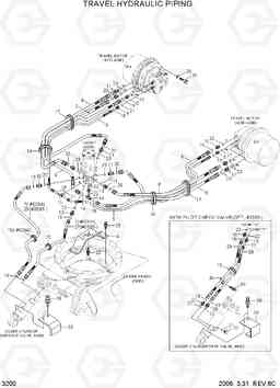 3200 TRAVEL HYDRAULIC PIPING R55-7, Hyundai