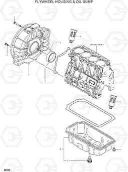 9030 FLYWHEEL HOUSING & OIL SUMP R55-7, Hyundai