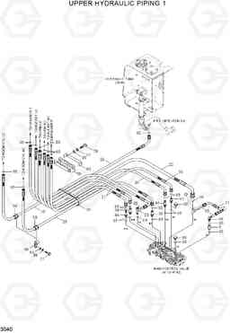 3040 UPPER HYDRAULIC PIPING 1 R55-7A, Hyundai