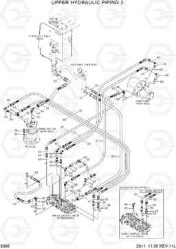 3060 UPPER HYDRAULIC PIPING 3 R55-7A, Hyundai