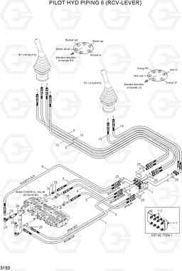 3150 PILOT HYD PIPING 6 (RCV-LEVER) R55-7A, Hyundai