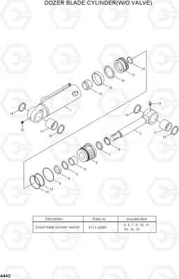 4440 DOZER BLADE CYLINDER(W/O VALVE) R55-7A, Hyundai