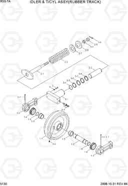 5130 IDLER & T/CYL ASSY(RUBBER TRACK) R55-7A, Hyundai