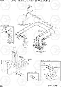 3080 UPPER HYDRAULIC PIPING 5 (BOOM SWING) R55-9, Hyundai