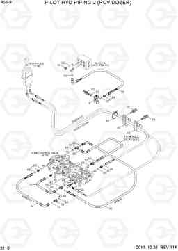 3110 PILOT HYD PIPING 2 (RCV DOZER) R55-9, Hyundai