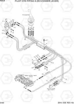 3150 PILOT HYD PIPING 6 (RCV/DOZER LEVER) R55-9, Hyundai